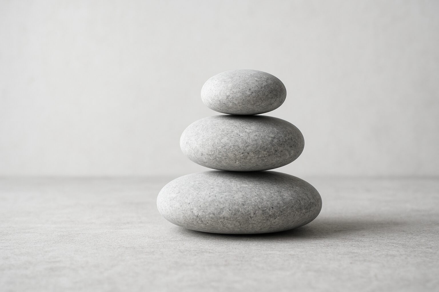 Three stacked smooth stones on a neutral background